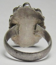 Fred Harvey Era ZUNI Sterling Silver Snake Eye TURQUOISE Coral CLUSTER Ring - Additional view 18