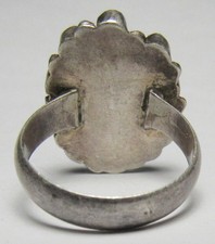 Fred Harvey Era ZUNI Sterling Silver Snake Eye TURQUOISE Coral CLUSTER Ring - Additional view 19