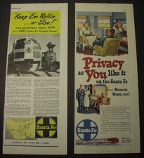 SANTA FE RAILROAD - 57 ads, 1931-1961; Streamliners, Fred Harvey dining cars - Additional view 1
