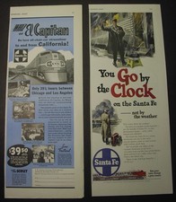 SANTA FE RAILROAD - 57 ads, 1931-1961; Streamliners, Fred Harvey dining cars - Additional view 17