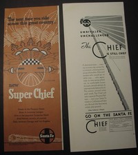 SANTA FE RAILROAD - 57 ads, 1931-1961; Streamliners, Fred Harvey dining cars - Additional view 19