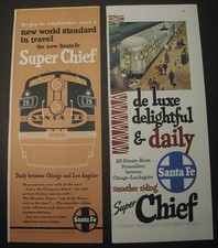 SANTA FE RAILROAD - 57 ads, 1931-1961; Streamliners, Fred Harvey dining cars - Additional view 7