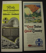 SANTA FE RAILROAD - 57 ads, 1931-1961; Streamliners, Fred Harvey dining cars - Additional view 10