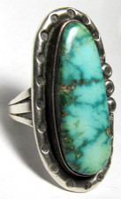 Fred Harvey Era NAVAJO Spider Web Green TURQUOISE Ring NATIVE AMERICAN s9 SIGNED - Additional view 14