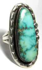Fred Harvey Era NAVAJO Spider Web Green TURQUOISE Ring NATIVE AMERICAN s9 SIGNED - Additional view 16