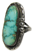 Fred Harvey Era NAVAJO Spider Web Green TURQUOISE Ring NATIVE AMERICAN s9 SIGNED - Additional view 8