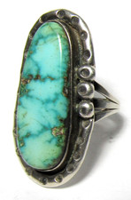 Fred Harvey Era NAVAJO Spider Web Green TURQUOISE Ring NATIVE AMERICAN s9 SIGNED - Additional view 9