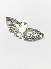 Vintage Fred Harvey Style Sterling Eagle Pin Green Turquoise Native American - Additional view 2