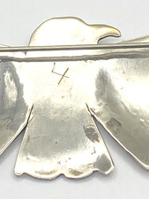 Vintage Fred Harvey Style Sterling Eagle Pin Green Turquoise Native American - Additional view 11