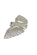 Vintage Fred Harvey Style Sterling Eagle Pin Green Turquoise Native American - Additional view 6