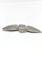Vintage Fred Harvey Style Sterling Eagle Pin Green Turquoise Native American - Additional view 7
