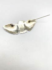 Vintage Fred Harvey Style Sterling Eagle Pin Green Turquoise Native American - Additional view 9