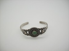 Vintage Navajo Fred Harvey Era Sterling Silver Green Turquoise Cuff Bracelet - Additional view 2