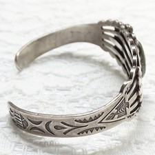 Fred Harvey Era Thunderbird Cuff Bracelet Green Turquoise Native American Navajo - Additional view 3