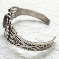 Fred Harvey Era Thunderbird Cuff Bracelet Green Turquoise Native American Navajo - Additional view 4
