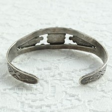 Vintage Navajo Fred Harvey Era Turquoise Cuff Bracelet Stamp Decoration Sterling - Additional view 6