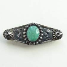 Old Fred Harvey Era Navajo Pin Brooch Oval Turquoise Satellite Raindrops Buttons - Additional view 2
