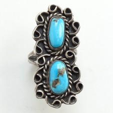 Vintage Navajo Fred Harvey Era Turquoise 925 Sterling Silver Ring Size 5 Native - Additional view 7