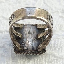 Vintage Fred Harvey Era Navajo Square Turquoise Ring Size 8.25 Sterling Silver - Additional view 8