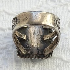 Vintage Fred Harvey Era Navajo Square Turquoise Ring Size 8.25 Sterling Silver - Additional view 9