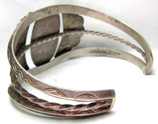 NAVAJO FRED HARVEY ERA STAMPED STERLING SILVER TURQUOISE CLUSTER CUFF BRACELET - Additional view 9