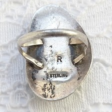 Old Navajo Fred Harvey Era Natural Turquoise Ring Sz 9.25 Hallmarked R Sterling - Additional view 8