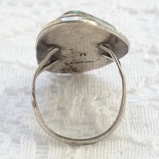 Old Navajo Fred Harvey Era Natural Turquoise Ring Sz 9.25 Hallmarked R Sterling - Additional view 10
