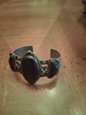 Vintage Navajo ONYX/Jet Sterling Silver Cuff Bracelet Fred Harvey - Additional view 6