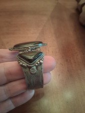 Vintage Navajo ONYX/Jet Sterling Silver Cuff Bracelet Fred Harvey - Additional view 9