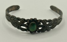 Vintage Fred Harvey Era Turquoise Sterling Silver Cuff Bracelet - Additional view 2