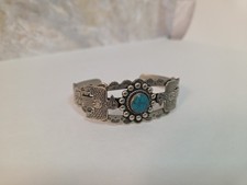 Vintage Fred Harvey Era Navajo Sterling Silver Turquoise THUNDERBIRD Bracelet