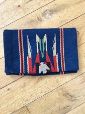 Vintage Hand Woven Fred Harvey El Grandee Wool Clutch Purse Blue Chimayo
