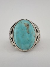 Vintage Fred Harvey Style Sterling Silver Turquoise Thunderbird Men's Ring 12.3g - Additional view 1