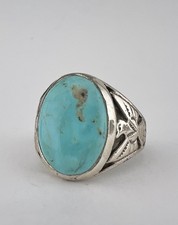 Vintage Fred Harvey Style Sterling Silver Turquoise Thunderbird Men's Ring 12.3g - Additional view 2