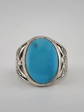 Vintage Fred Harvey Style Sterling Silver Turquoise Thunderbird Men's Ring 13.5g - Additional view 1