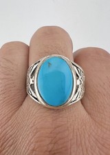 Vintage Fred Harvey Style Sterling Silver Turquoise Thunderbird Men's Ring 13.5g - Additional view 6