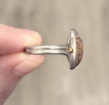 Vintage Navajo Jasper Atlas Ring, Sterling Silver 14K Fred Harvey Era Size 7.25 - Additional view 14