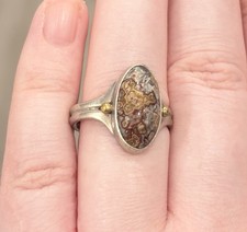 Vintage Navajo Jasper Atlas Ring, Sterling Silver 14K Fred Harvey Era Size 7.25 - Additional view 5