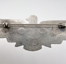 Vtg Fred Harvey Style Navajo Sterling Silver Turquoise Thunderbird Brooch 3 3/8