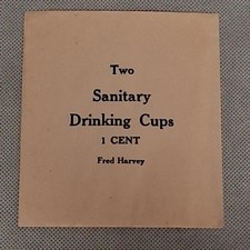 Santa Fe Railroad Fred Harvey Sanitary Drinking Cups 1 Cent Sealed Pkg