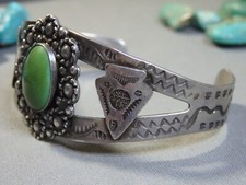 Fred Harvey Era NAVAJO Naturl CERRILLOS TURQUOISE Sterling Silver SNAKE Bracelet - Additional view 5