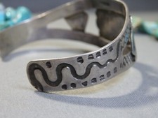 Fred Harvey Era NAVAJO Naturl CERRILLOS TURQUOISE Sterling Silver SNAKE Bracelet - Additional view 7