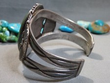 60g Fred Harvey Era NAVAJO Natural CERRILLOS TURQUOISE Coin Silver Cuff Bracelet - Additional view 7