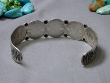 Fred Harvey Era NAVAJO Naturl BLUE GEM TURQUOISE Sterling Silver MANY MOONS CufF - Additional view 8