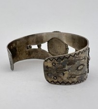 Vtg Fred Harvey Navajo Sterling Cerrillos Turquoise Thunderbird Cuff Bracelet - Additional view 4