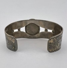Vtg Fred Harvey Navajo Sterling Cerrillos Turquoise Thunderbird Cuff Bracelet - Additional view 5