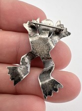 Vintage Fred Harvey Era Navajo Sterling Silver Turquoise Stamped Frog Pin Brooch - Additional view 3