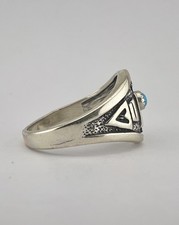 Vtg Fred Harvey Era Sterling Silver Natural Blue Turquoise Thunderbird Ring - Additional view 5