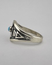 Vtg Fred Harvey Era Sterling Silver Natural Blue Turquoise Thunderbird Ring - Additional view 7