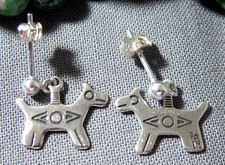 Fred Harvey Era Tribute NAVAJO Sterling Silver HORSE DOG Post EARRINGS SunWest